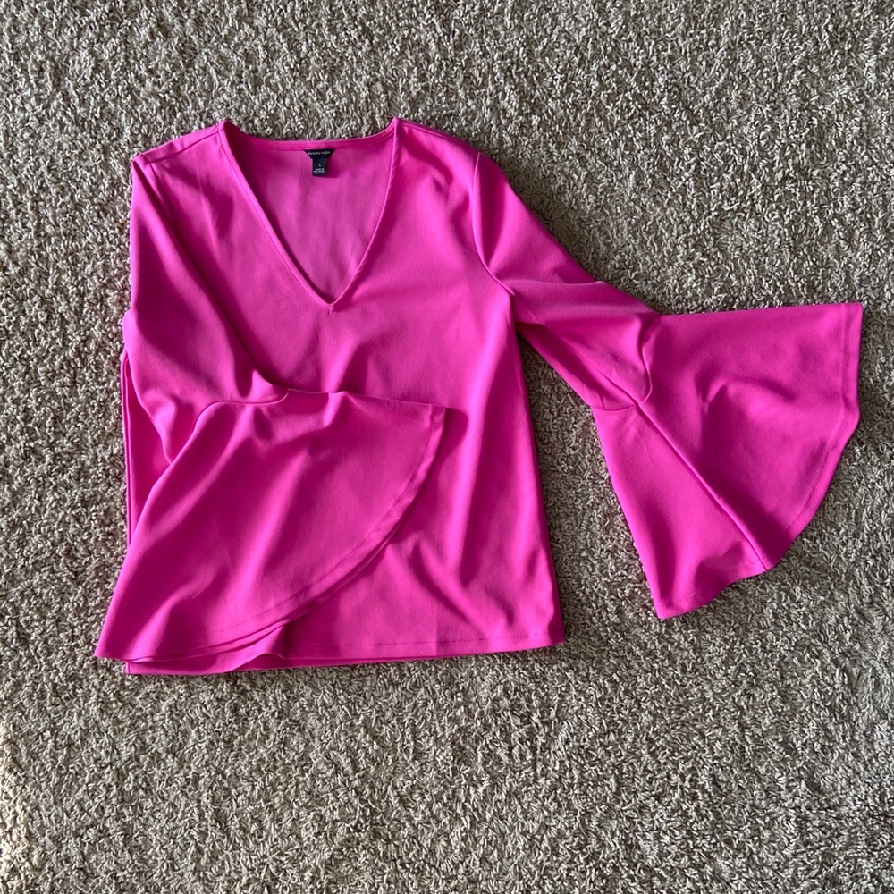 Bright pink balloon sleeve top